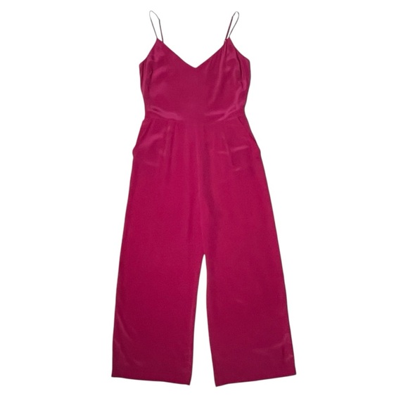 L’Agence Jaelyn Silk Jumpsuit in Fuschia Hot Pink Sleeveless Pockets Size 4 - Picture 1 of 8